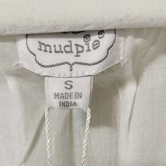 Mud pie White Blue Embroidered V-Neck Monaco Tunic top coverup Size Small NWT - Picture 8 of 12